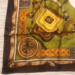 Vintage scarf gold brown stripes retro high end